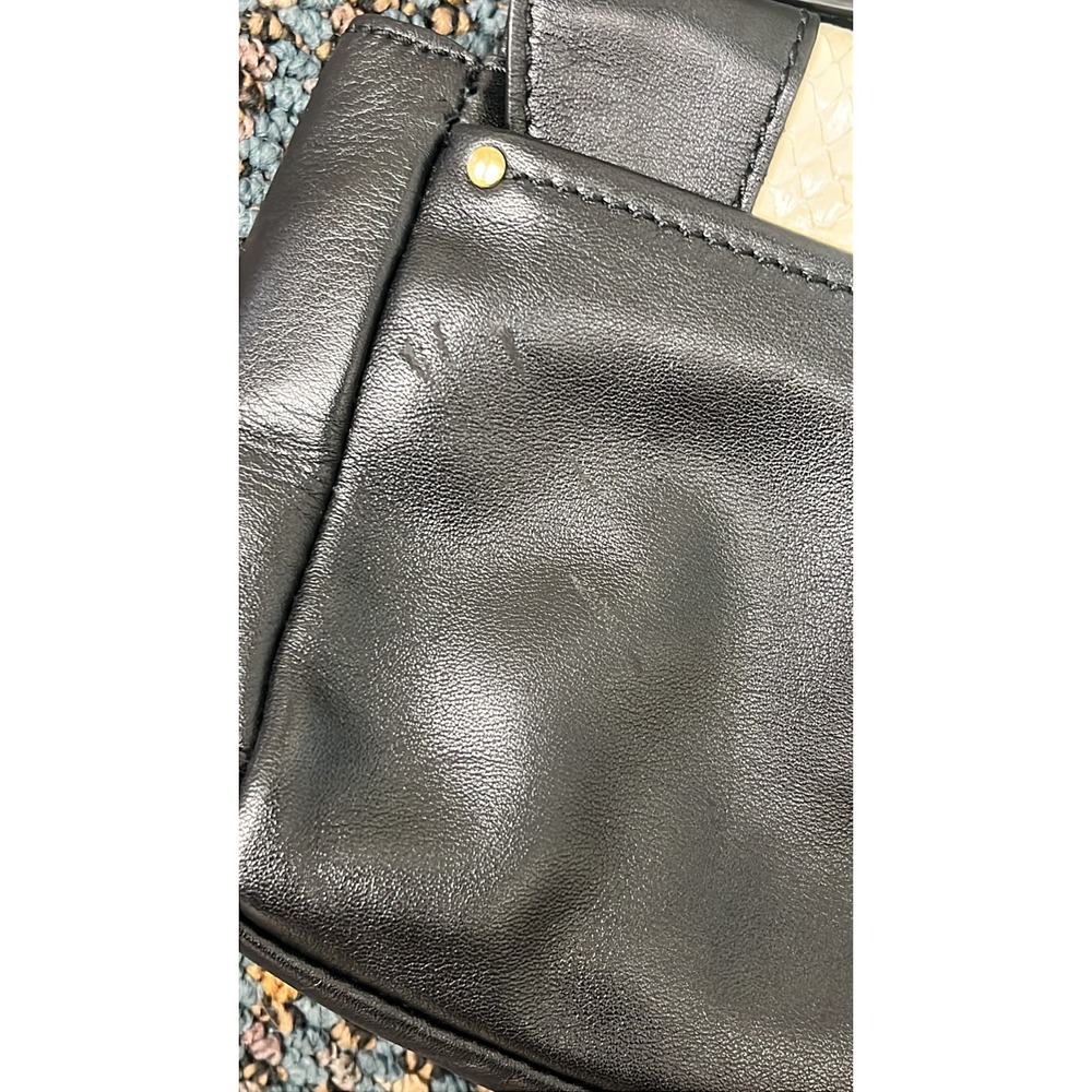 Club Monaco Daria Black Cow Leather Water Snake Trim Crossbody Bag 06205386 - Picture 10 of 10